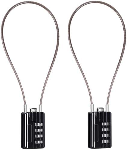 SEPOX® Versatile Twins Resettable 4-Digit Combination Padlock with Extrem Long Cable – Personalized Password, Durable Vinyl Steel Cable, Multipurpose Lock for Suitcase, Gym – Black 32cm Cable