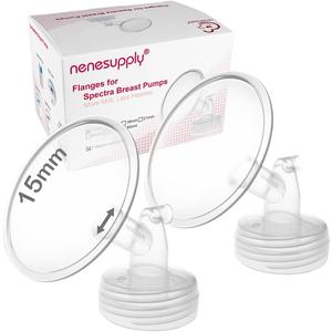 Nenesupply 15mm 2 pc Flanges Compatible with Spectra S2 S1 9 Plus Synergy Gold Breastpump Replacement to Spectra Pump Parts Flange Accessories Wide Mouth Work with Valve Backflow Protector Bottle
