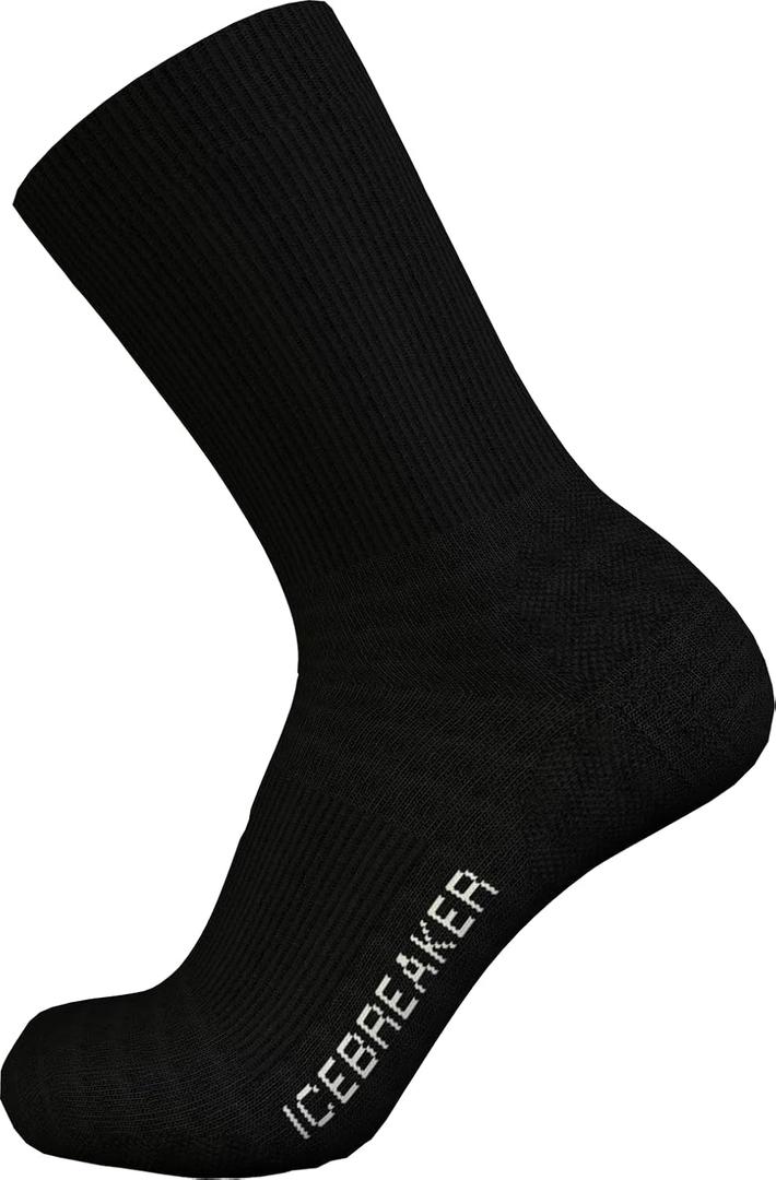 icebreaker Men's Merino Lifestyle Light Crew Socks, Merino Wool Blend Sock for Everyday Wear (Black, XL)