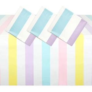 BLUE PANDA 3-Pack Pastel Striped Party Tablecloths - 54 x 108 Inch Rectangular - Disposable Plastic Table Covers for Ice Cream Party Decorations & Kids Birthday Photo Backdrop