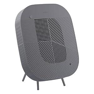 KOMMA Lov Air Purifier for Bedroom, 3.1 inch Slim Wall mount & Stylish Standing type, Hepa Filter Air Cleaner, Remove Fine Dust, Smoke. (Light Charcoal with with Cradle)