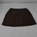Cider Mini Skirt High Waist Zip Up Split Bodycon Fitted Party A Line Skirt (Medium, Brown)