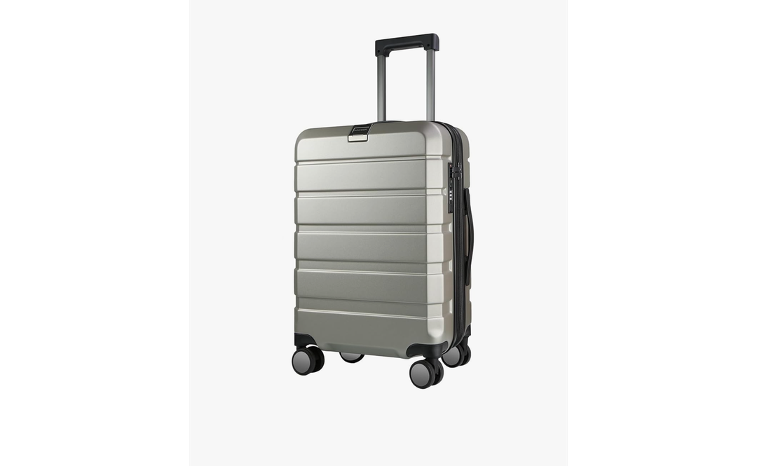 KROSER Hardside Expandable Carry On Luggage with Spinner Wheels & Built-in TSA Lock, Durable Suitcase Rolling Luggage with USB Port, Carry-On 20-Inch Champagne