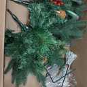 Lighted Artificial Christmas Urn Filler, 2 Pack Small Xmas Pine Tree Outdoor Decorations with Cones, Red Berries & 50 LED Lights, Light Up Planter Filler Decor for Porch Yard, Garden, Cemetery (Green)