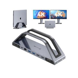 TobenONE 14-in-1 MacBook Pro/Air Docking Station Dual 4K Monitor, Vertical Laptop Docking Station Stand for MacBook Pro/Air M1/M2/M3/M4, USB C Dock with 65W Power Adapter,2 HDMI,VGA,5Gbps USB,RJ45