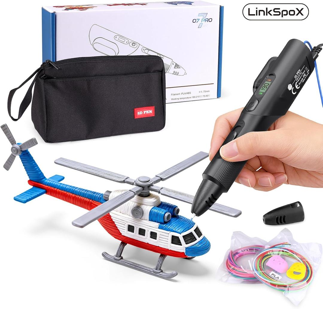 3D Printing Pen Kit, 3D Printer Pen with Adjustable Temperature,Stepless Speed, PLA/ABS Compatible 3D Drawing LCD Display, for Creative Art, DIY Projects,Black