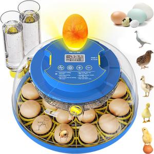 18 Egg Incubators for Hatching Eggs, Chicken Egg Incubator with Automatic Egg Turning & Humidity Control, 360° Viewing, Egg Candler, for Home, Farm, Classroom, Hatching Duck, Quail, Turkey, Goose