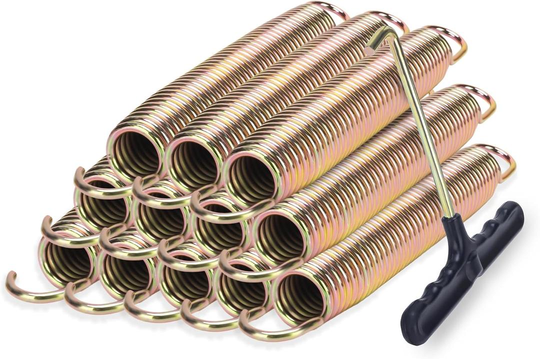 Trampoline Springs Replacement 3.5" to 8.5" Galvanized Steel Heavy Duty High Tensile Universal Trampoline Accessories with T-Hook Tool, 12 Pack