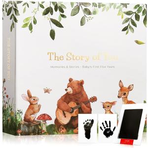 Baby Books for Baby Gift,Baby Book Keepsake Timeless First 5 Year,Baby Memory Book Scrapbook Album from Birth to Age 5, Baby Photo Albums Gender Neutral Baby Items,154 Pages (bear)