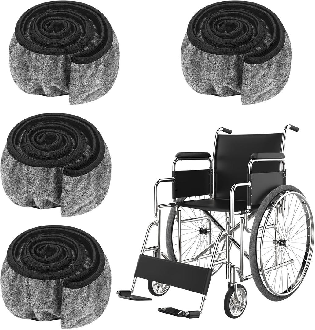 4 Pcs Wheelchair Wheel Covers for Wheels 24'' Wheelchair Tyre Tire Covers to Protect Floors Carpets