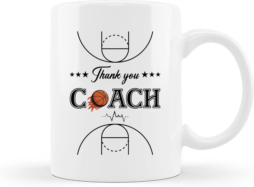 QUICQOD Coach Gifts Coffee Mug,Thank You Coach Gifts White Ceramic Mug,Birthday Retirement Gift,Appreciation Gifts for Coach 11Oz (thank you coach)