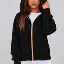 PRETTYGARDEN Hoodies for Women Sweatshirt Zip Up Hoodie Fall Fashion 2026 Trendy Long Sleeve Jackets Winter Clothing Outfits (Black, M)