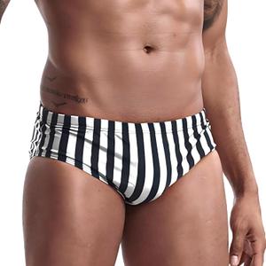 AIMPACT Mens Stripe Swim Briefs Retro Swimwear Sexy Bikini Swimsuit Print Bathing Suit