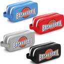 4 Pcs Double Layer Basketball Accessory Bags with Zipper - Toiletry Travel Bags Basketball Items Accessories Essentials Stuff Organizer for Youth Players Team Gifts