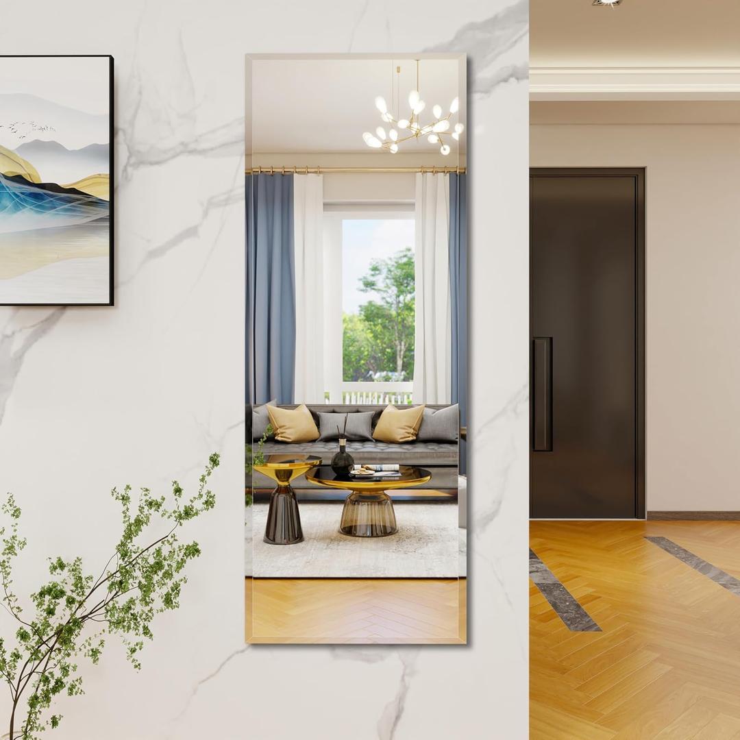 Full Length Mirror Door Hanging, 56X21 Full Length Hanging,Beveled Mirror FramelessBedroom, Wardrobe, Door (56 * 21 Inch)