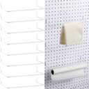 Nuanchu 8 Pcs Paper Towel Holder for Pegboard Extendable Peg Board Organizer Accessories Pegboard Towel Holder Accessories for Craft Room Laundry Room Kitchen Bathroom(White,11x4 Inch)