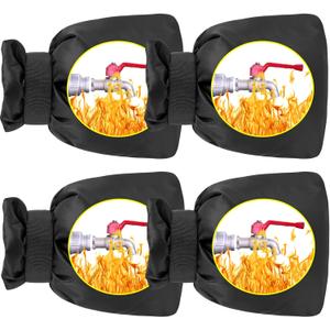 2 x Ponpon Outdoor Faucet Cover for Winter, 6.3" W x 9" H Garden Faucet Socks for Freeze Protection, Reusable Waterproof Thickened Outside Yard Insulated Spigot Cover (4)