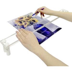 Falling in Art 25Inches Artist Leaning Bridge Hand Rest, Transparent Acrylic Wrist Leaning Bridge with Adjustable Height, Art Drawing Tool for Detailed Painting or Sketching (25 inches)