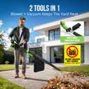 Cordless Leaf Vacuum with Bag, 2-in-1 Leaf Blower & Vacuum with Extension Tube, 150MPH Brushless Motor, 2 x 4.0Ah Batteries, 8 Speed Modes for Driveway, Patio, Garage Hard Surface Cleaning