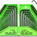 SWANLAKE GARDEN TOOLS 32-Piece Hex Key Allen Wrench Set, SAE and Metric Allen Keys MM(0.7mm-10mm) SAE(0.028"-3/8), L Shape, Chrome Vanadium Steel, Easy Organization