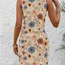 RoseSeek Women's Leopard Print Sleeveless Tank Dress Drawstring Waist Scoop Neck Dresses Summer Short Dress (S)