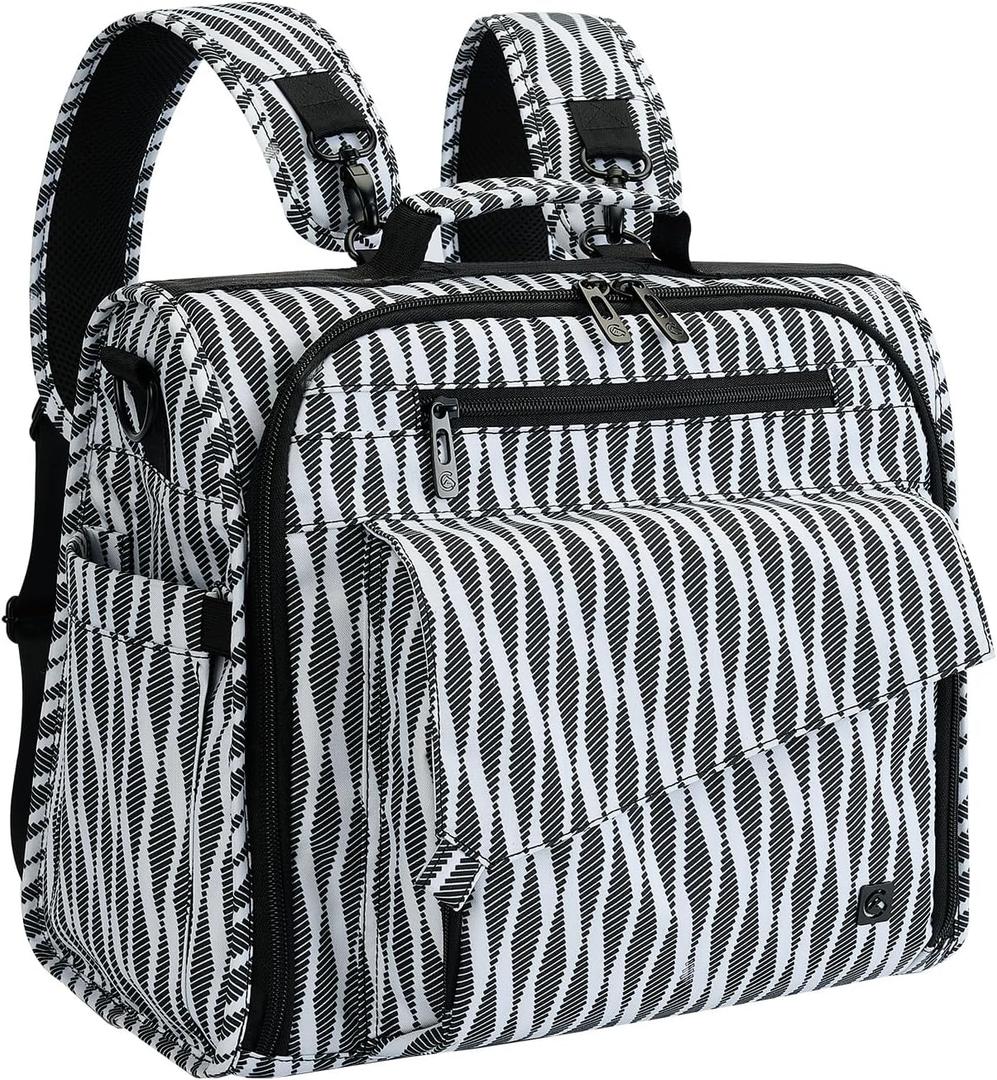 ALLCAMP Diaper Backpack, Waterproof Large Capacity Baby Bag, Multi-Function Nappy Bag with Stroller Hooks, Convertible Tote (Zebra Pattern)