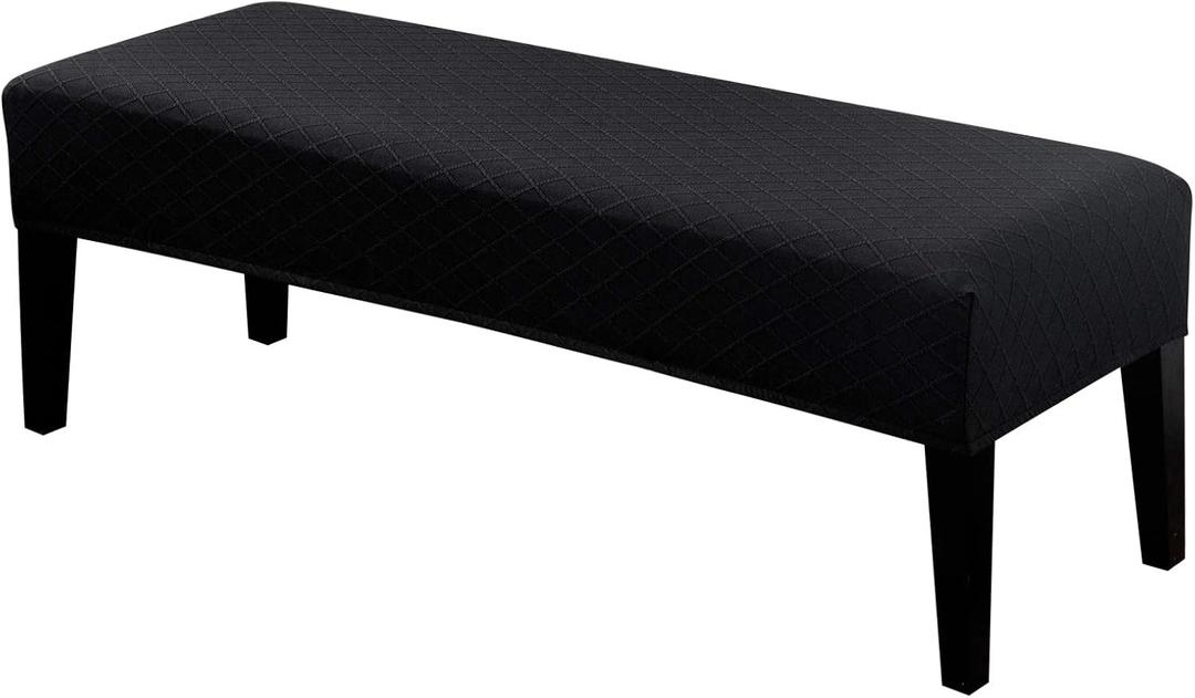 SearchI Dining Bench Cover, Stretch Washable Long Bench Seat Covers, Rectangle Dining Table Bench Slipover for Dining Room, Living Room, Kitchen(Black)