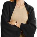 Women's Soft Shawls and Wraps Knitted Warm Shawl With Sleeves Pashminas Shawl Wrap Lightweight Open Front Poncho 2026 (Black)