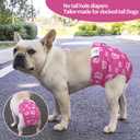 CuteBone Washable Dog Diapers Female No Tail Hole 3 Pack Reusable Doggie Period Training Pants for Docked-Tail Frenchie French Bulldog Boston Terrier Without Tail WWD15L, L