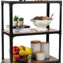 Mind Reader 3 Tier Multipurpose Rolling Cart, Home Storage, Bar Cart, Microwave Stand, Utility Organizer, Metal, MDF, Brown, 23"L x 12"W x 29.5"H