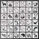 36 Pieces Baby Shower Stencils for Painting Cute Onesie Stencil Reusabl Painting Stencils, Small Animals Stencils Template for Onesies Bodysuit Bags Shirts Shoes Bibs Clothes(Letter Animal)