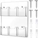 Eersida Acrylic Brochure Pamphlet Holder Brochure Display Stand Business Tri Fold Multi Slot Holder Rack Wall Mount Clear Pocket Space Saver for Flyer Literature Menu Advertise(6 Pockets)