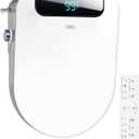 Electric Bidet Toilet Seat Round - Smart Heated Toilet Seat with Remote Control, Instant Warm Water, Self-Cleaning Nozzle, Warm Air Dryer, Feminine Wash, Soft Close, LED Display