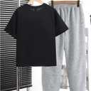 RoseSeek Boy's 2 Piece Outfits Graphic Tees and Joggers Matching Sets Casual Workout Outfits, Size 11 Years