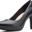 Clarks Women's Ambyr Joy Pumps (8 Wide, Black Leather)