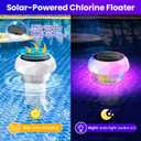Solar Pool Chlorine Floater with Colorful Lights, Remote-Controlled Lights Adjustable Release Easy-Open Chlorine Floater Dispenser for Pool Large Capacity for 3'' or 1'' Tablets