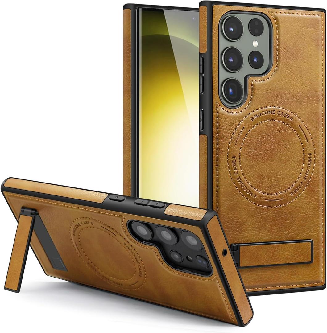Lunivop for Samsung Galaxy s24 Ultra Case Leather [Compatible with Magsafe Wireless Charging] Magnetic Cover Stand Funda para S 24 Ultra 6.8 '' 5G 2024 Rugged Best Phone Cases Brown