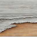Art Hand-Painted Yellow and White Ocean Beach Landscape Oil Painting Modern Abstract Canvas Art Home Wall Decoration 24x48 inches (Dn169)