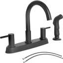 Black Kitchen Faucet, Matte Black Kitchen Faucet with Sprayer, 3 Hole or 4 Hole Matte Black Faucet for Kitchen Sink, Touch Kitchen Faucet with Side Sprayer, TDLKF033B