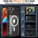 for iPhone 15 Waterproof Case Compatible with MagSafe, Metal Heavy Duty IP68 Underwater Case Built-in Screen Protector, Military Grade Shockproof Full Body Protective Rugged Cover 6.1 inch