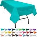 PARTY ULYJA Aqua 2 Pack Plastic Tablecloth Rectangle 54 x 108 Inches Disposable Seafoam Lake Blue Sturdy Table Covers for Dining, Birthday, Wedding, Picnic, Event and Outdoor Use