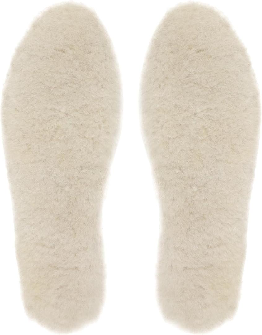 riemot Womens Sheepskin Wool Insoles, 100% Australian Wool Fleece Upper, 15mm Thick Warm Winter Boot Inserts, Cozy Replacement Insoles for Snow Boots, Slippers & Roomy Shoes Beige EU41/US10