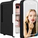 Iceblue Mini Fridge, Skincare Fridge with Dimmable LED Light Mirror, 4 Liter /6 Cans Small Refrigerator for Beauty & Beverages,Mini Fridge for Bedroom, Car, Office & Dorm, Gift (Black)