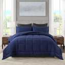DOWNCOOL King Size Comforter Set -All Season Bedding Comforters Sets with 2 Pillow Cases -3 Pieces Bed Set Down Alternative King Bedding Set -Blue King Comforter Set (102"x90")
