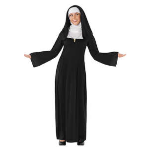 fun shack Nun Costume for Women - Deluxe Religious Outfit with Headpiece, Cross Necklace, L