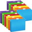 V-Opitos 12 Pack 1 Inch Expansion Hanging File Folders, Letter Size Hanging Folders with 1/5-Cut Adjustable Tab, Extra Capacity Hanging File Folders, Ideal School Classroom, Office Supplies