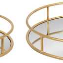 Kate and Laurel Felicia Modern Glam Metal Nesting Trays | Decorative Round Shape with Handles and Mirror Surface, Set of 2, Gold