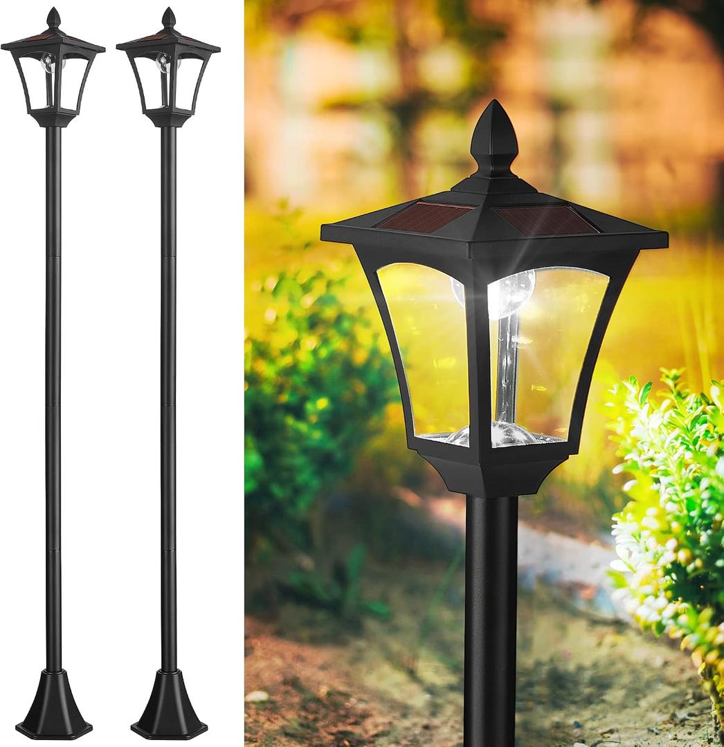 2 Pack 70" Solar Post Lights, 4500K LED Solar Lamp Post Lights Outdoor Waterproof IP65, Solar Pole Light for Garden, Lawn, Pathway, Driveway, 2-842-108