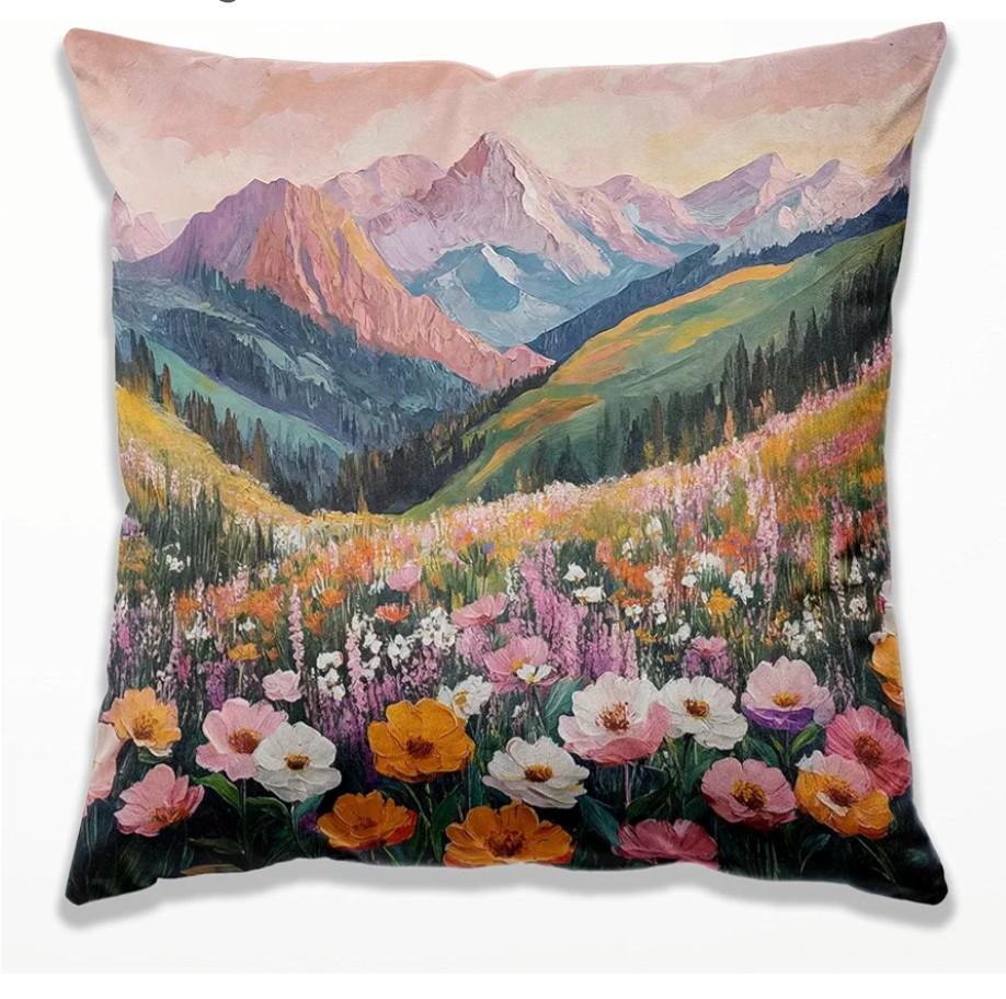 TopXmai Boho Abstract Wildflower Pillow Covers 18x18，Watercolor Colorful Floral Landscape Scenery, Maximalist Nature Home Decor Throw Pillow Covers for Living Room Bedroom，A236