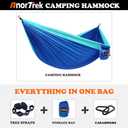 AnorTrek Camping Hammock, Super Lightweight Portable Parachute Hammock with Two Tree Straps Single or Double Nylon Travel Tree Hammocks for Camping Backpacking Hiking (Blue,Sky Blue) Double 118''L x 78''W